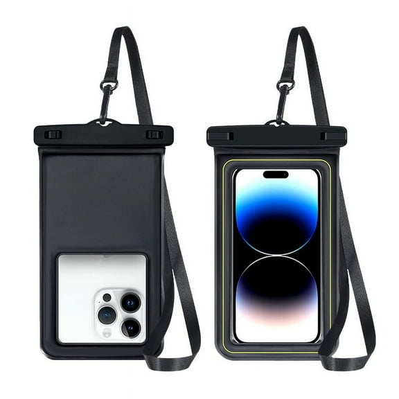 Lifebodly 2 Pack Waterproof Phone Pouch, 7" Large Waterproof Phone Pouch Bag, IPX8 Cellphone Dry Bag Beach Essentials for Cruise Travel (Black)