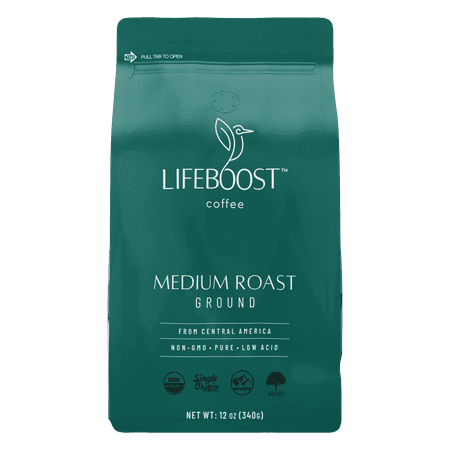 Lifeboost Coffee - Medium Roast Ground Coffee, Organic, Low Acid, Non-GMO
