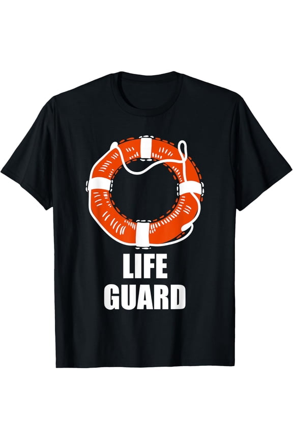 Lifebuoy Lifeguard Swimming Float T-ShirtMen and women, Black T-shirt, size: Extra large