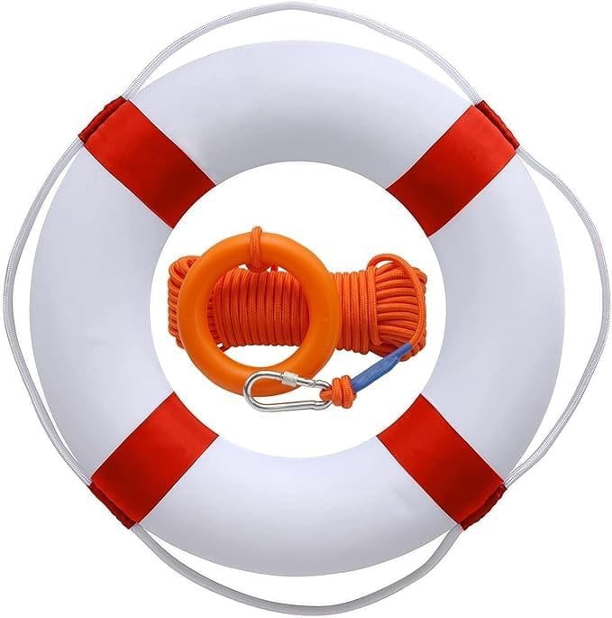 Pool Rope Simple Lifebuoy Set 20Inch Life Preserver Ring and Water Floating Lifesaving ...