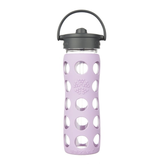 Lifefactory 16oz Glass Water Bottle with Straw Cap - Lilac Purple