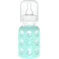 thumbnail image 1 of Lifefactory 4 oz Glass Baby Bottle with Protective Silicone Sleeve - Mint, 1 of 2