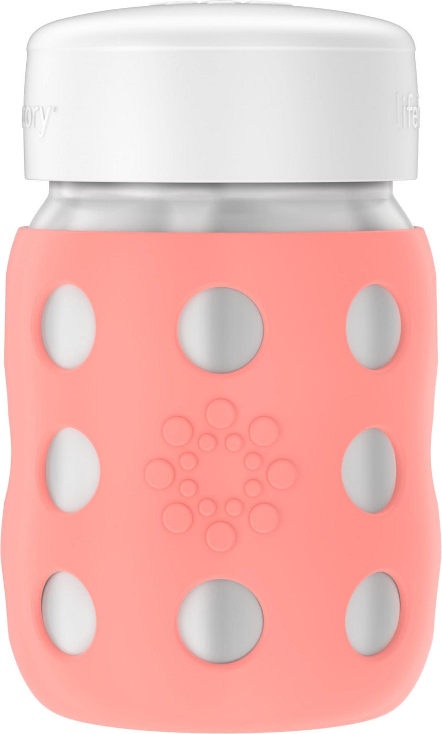 Lifefactory 8-Ounce Stainless-Steel Vacuum-Insulated Wide-Neck Baby Bottle with Flat Cap, Cantaloupe (LS2231WCA4)