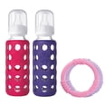thumbnail image 1 of Lifefactory Baby Bundle Feeding Gift Pack with 9-Ounce Raspberry & Royal Purple Glass Bottles and Teethers, 1 of 1