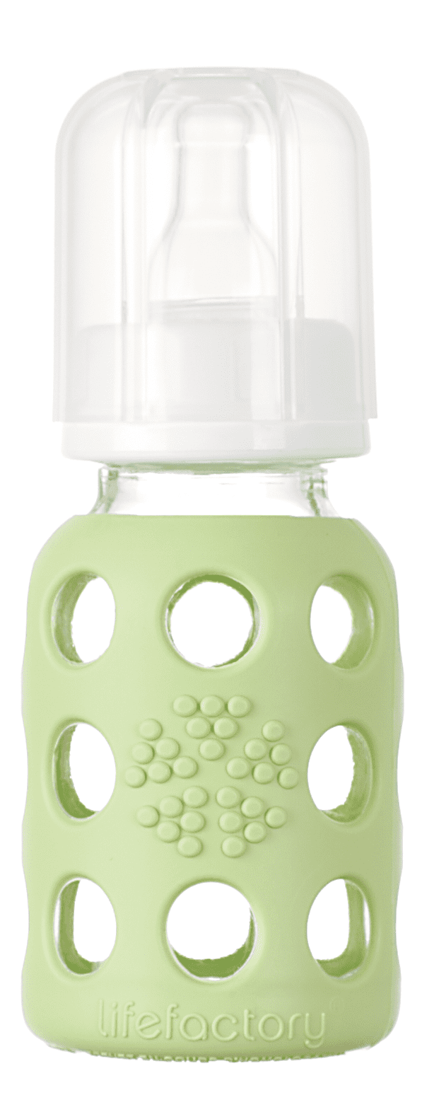 Lifefactory Glass Baby Bottle with Nipple and Protective Sleeve, Spring
