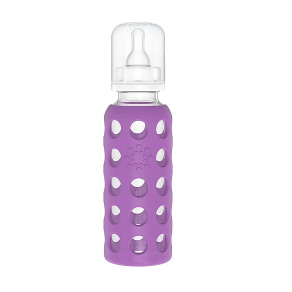 Lifefactory Glass Baby Bottle with Stage 2 Nipple and Protective Silicone Sleeve Grape 9 Oz (LF110021C4)