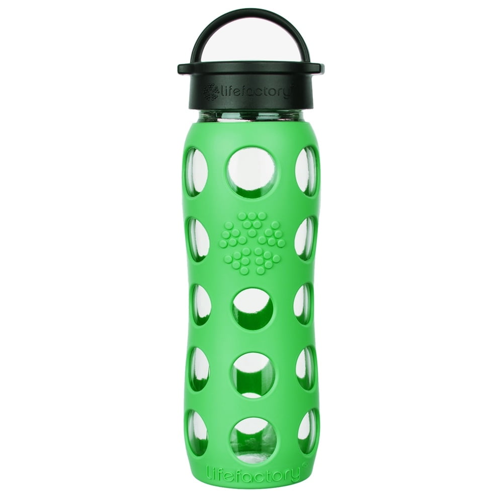 NEW nature's trends WATER BOTTLE silicon flexible GREEN BPA FREE pop top 22  oz.