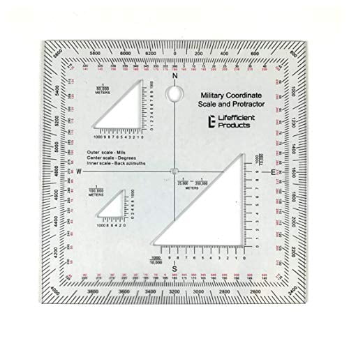 Lifefficient Products Military Protractor for Land Navigation, Plastic with Accessories Included