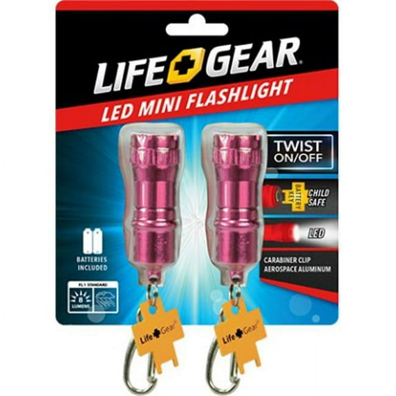 Lifegear BA14-60165-MT4 Mini Pack Keychain Flashlight, Black, Blue & Red - Pack of 4