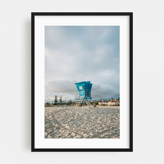 Lifeguard, Coronado - Coronado California Photography Beach Coastal Ocean Beach House Palm Tree Landscape Black Framed Wall Art Print 5 x 7 inches