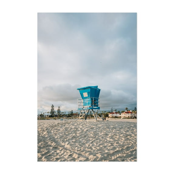 Lifeguard, Coronado - Coronado California Photography Beach Coastal Ocean Beach House Palm Tree Landscape Unframed Wall Art Print 18 x 24 inches