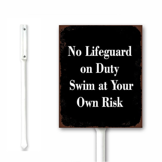 No Lifeguard on Duty - Swim at Your Own Risk Sign for Outdoor Metal ...