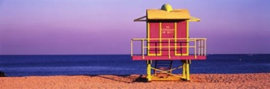 Lifeguard Hut Miami Beach Florida USA Canvas Art - Panoramic Images (36 x 12)