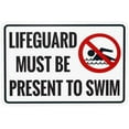 thumbnail image 1 of Lifeguard Must Be Present To Swim Warning Sign, Pool Rules Metal Signs for Home Business Outdoor Indoor Road Yard Garage Street Wall Caution Custom Decor 12 x 8 Inch, 1 of 4