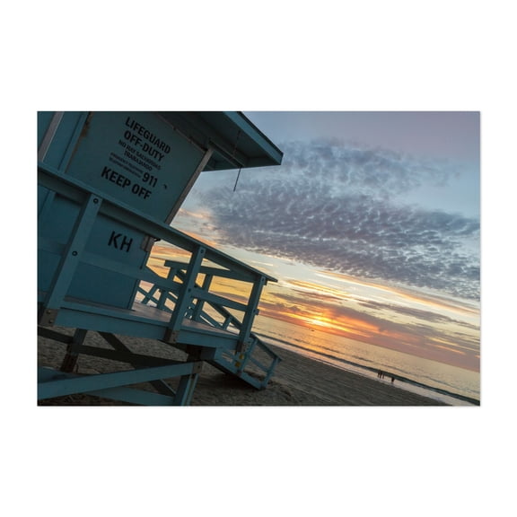 Lifeguard Off Duty II - Redondo Beach California Photography Sunset Beach Coast Seascape Ocean Summer Unframed Wall Art Print 5 x 7 inches