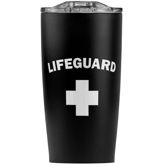 Lifeguard Red And White Stainless Steel 20 oz Travel Tumbler, Vacuum Insulated & Double Wall with Leakproof Sliding Lid | Great for Coffee/Hot Drinks and Cold Beverages
