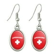 thumbnail image 1 of Lifeguard Red and White Novelty Dangling Drop Oval Charm Earrings, 1 of 3