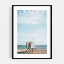 Lifeguard Stand, Malibu 01 - Los Angeles California Photography Black Framed Wall Art Print 16 x 24 inches