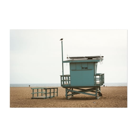 Lifeguard Stands in Venice, Los Angeles 01 - Los Angeles California Photography Beach Coast Minimalist Seascape Ocean Vintage Unframed Wall Art Print 5 x 7 inches