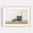 thumbnail image 1 of Lifeguard Stands in Venice, Los Angeles 03 - Los Angeles California Photography Beach Minimalist Ocean Coastal Seascape Sailboat Oak Framed Wall Art Print 20 x 30 inches, 1 of 6