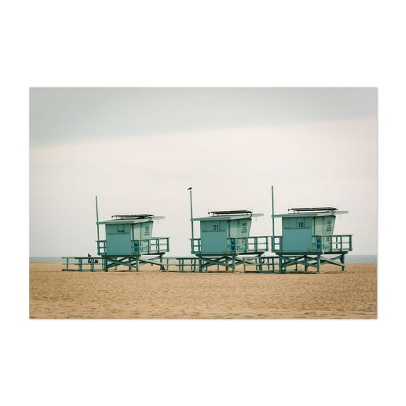 Lifeguard Stands in Venice, Los Angeles 05 - Los Angeles California Photography Beach Coast Minimalist Beach House Seaside Pastel Ocean Unframed Wall Art Print 16 x 24 inches