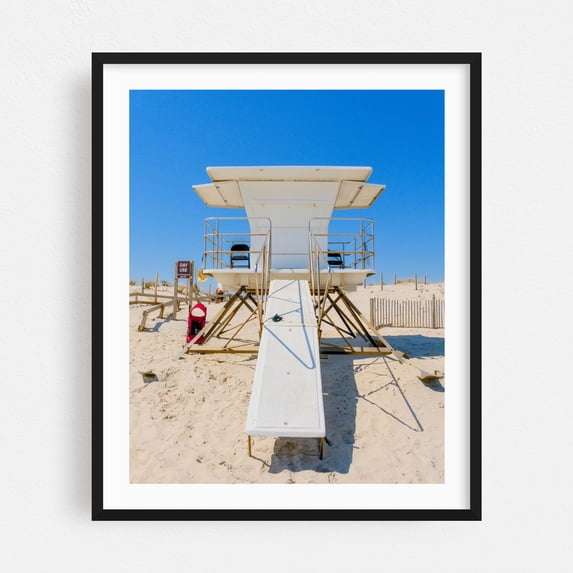 Lifeguard Tower at Assateague Island 03 - Photography Beach Coastal Seaside Architecture Summer Minimalist Black Framed Wall Art Print 11 x 14 inches