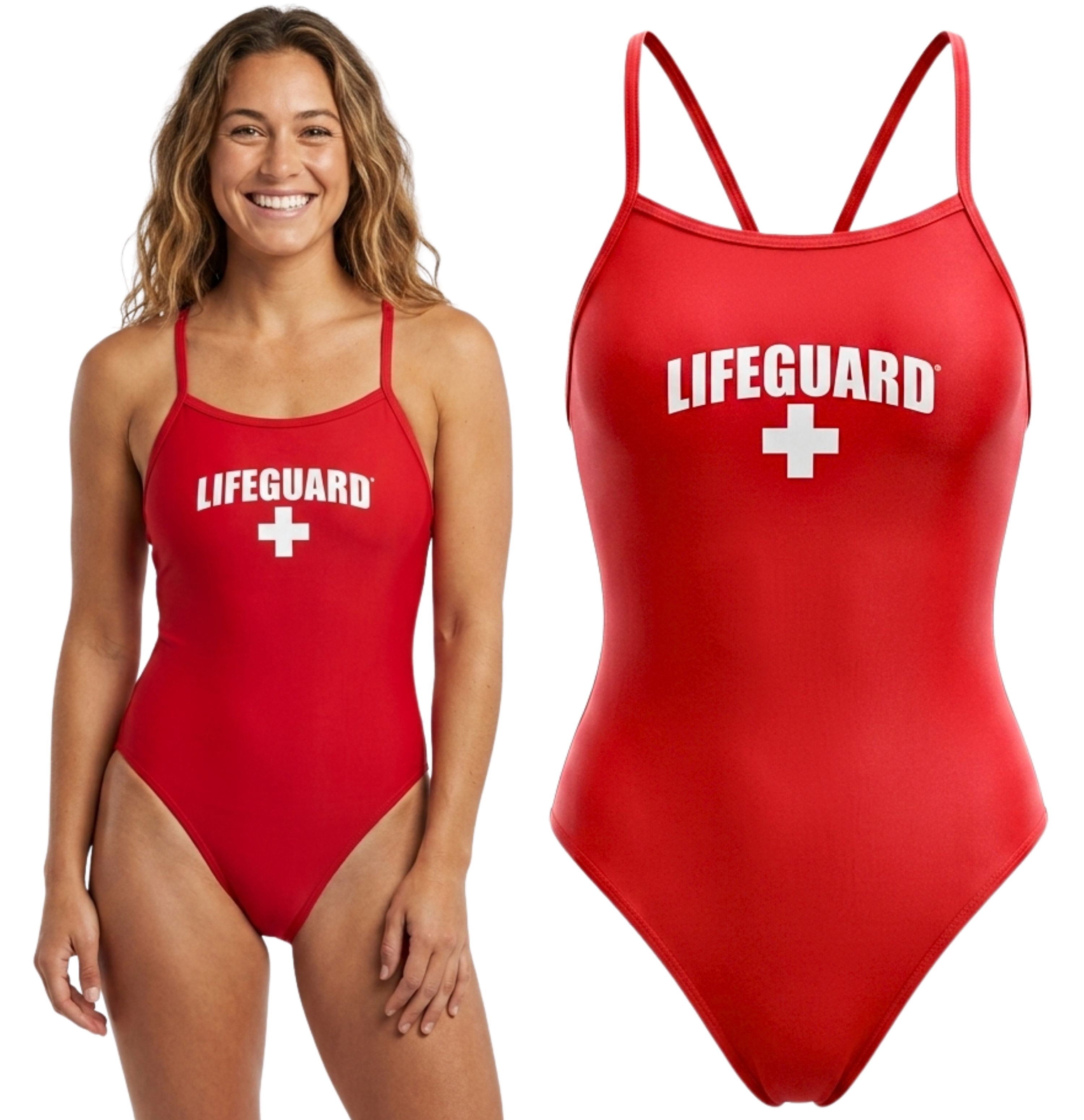 Lifeguard Women's Lycra Elastic Comfort Strap Red Lifeguard One-Piece