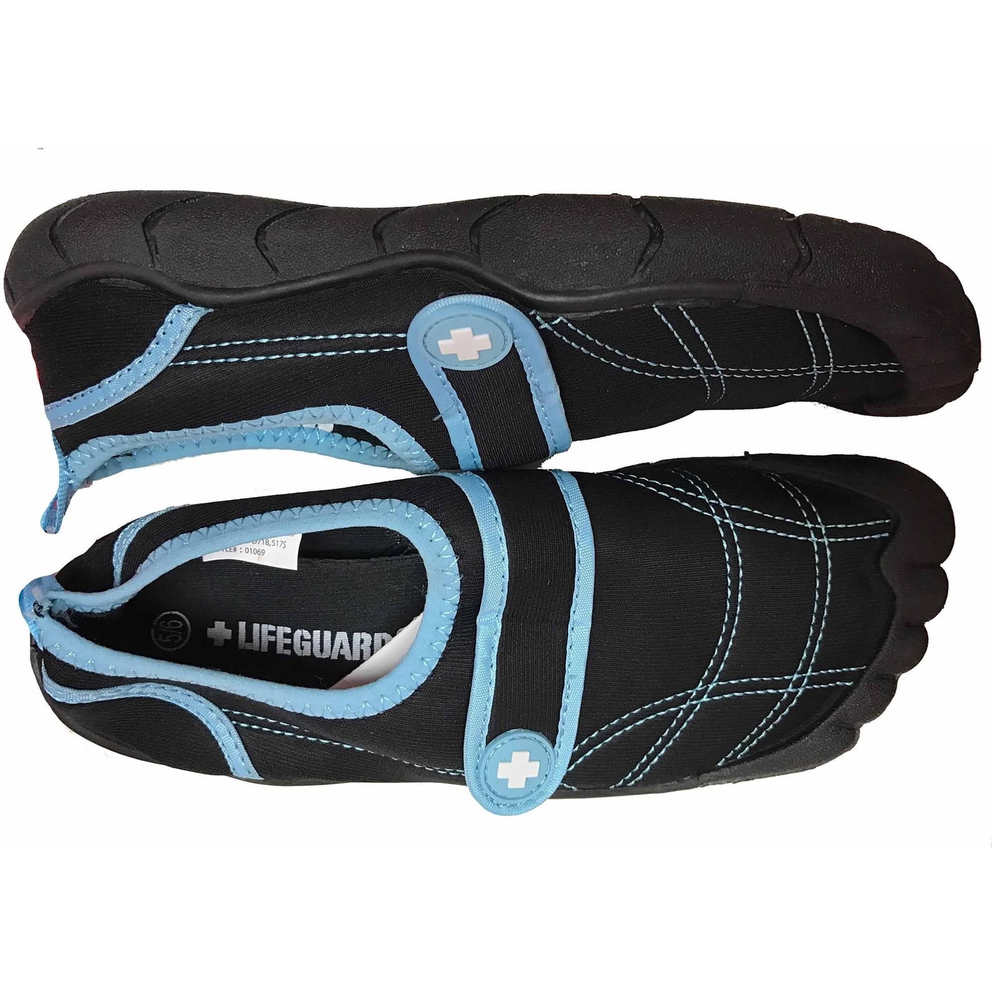 Lifeguard Women's Water Shoe, Black/Aqua, 7/8 M