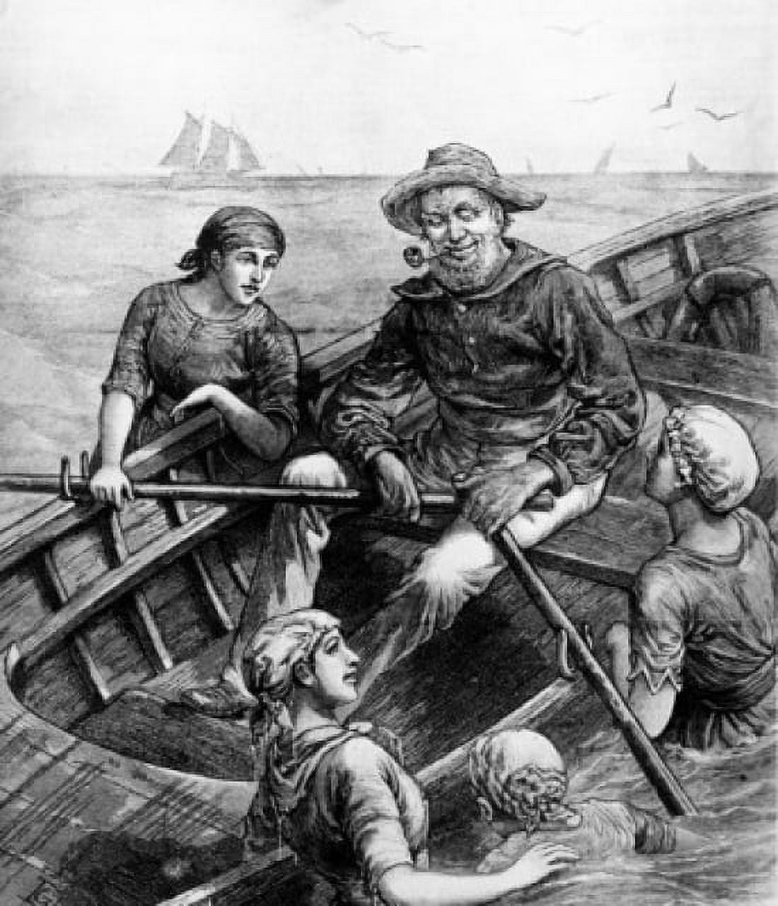 Lifeguard and Ladies Atlantic City 1882 Canvas Art - (18 x 24)