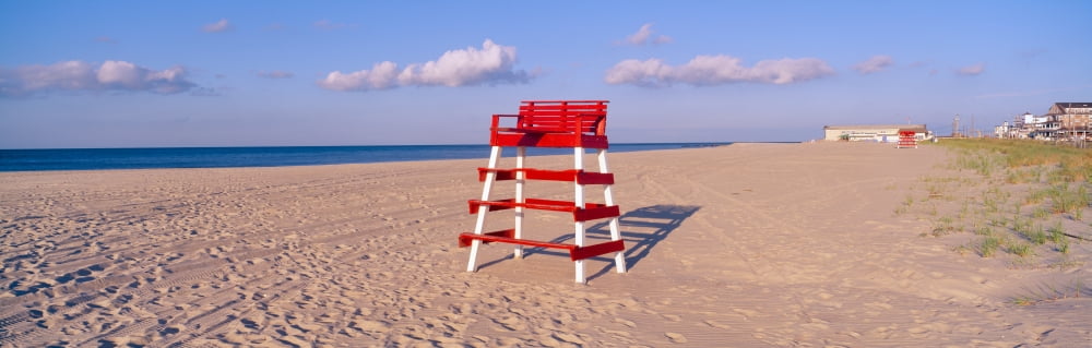 Lifeguard chair at the beach in morning Cape May New Jersey Canvas Art - Panoramic Images (27 x 9)