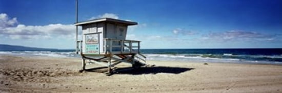 Lifeguard hut on the beach 8th Street Lifeguard Station Manhattan Beach Los Angeles County California USA Canvas Art - Panoramic Images (36 x 12)