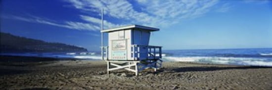 Lifeguard hut on the beach Torrance Beach Torrance Los Angeles County California USA Canvas Art - Panoramic Images (36 x 12)