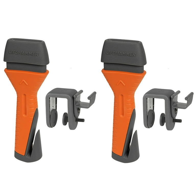 Lifehammer Safety Hammer Evolution - Automatic Emergency Escape and Rescue  Hammer With Seatbelt Cutter - Orange - 2 Pack 
