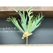 Lifelik Large Artificial Staghorn Fern Flocked Grey Green Soft Plastic Realistic Touch-Home Office Rustic Decoration