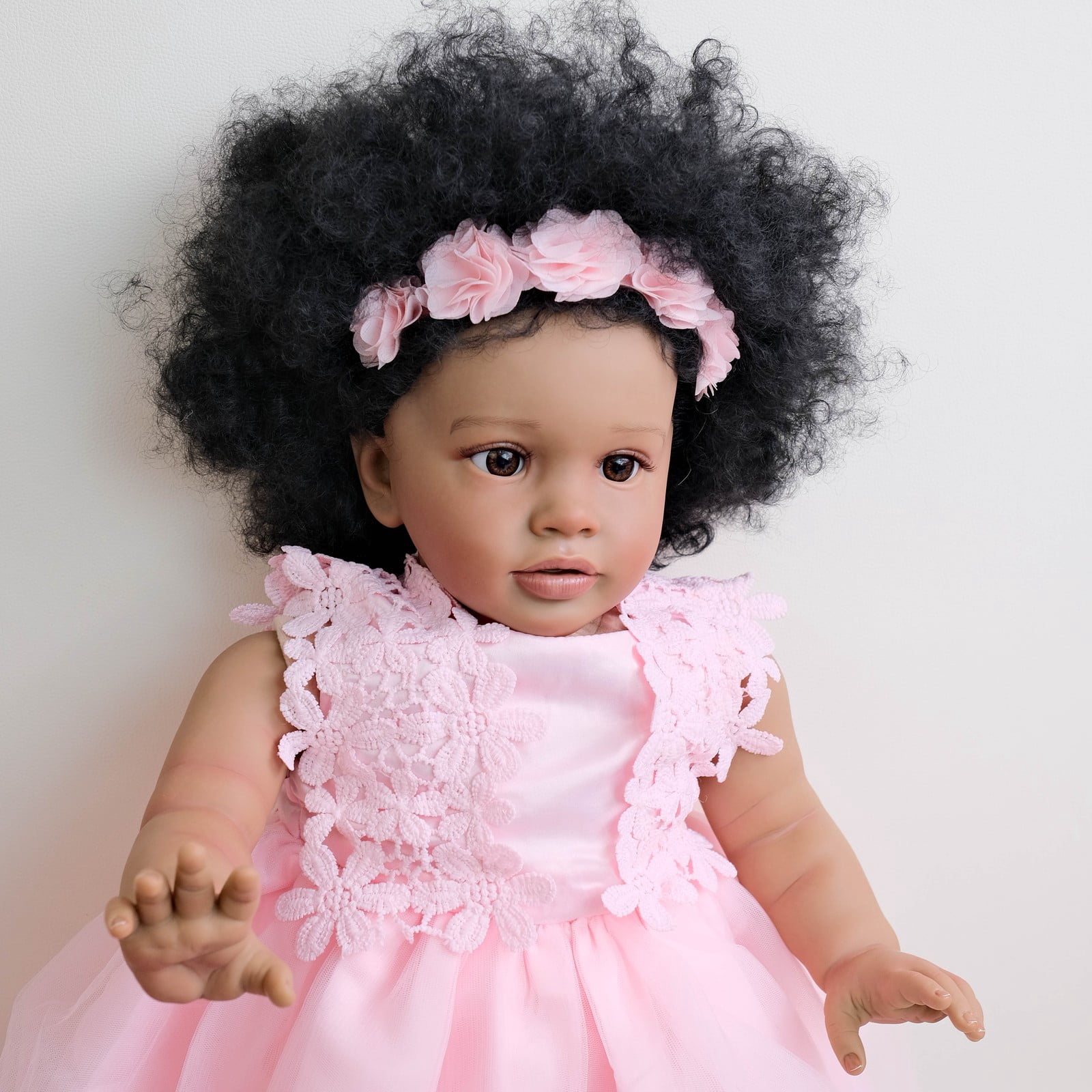 Lifelike 26" Reborn Baby Dolls Black Girl- Cloth Body Realistic-Newborn Handmade Real Life Baby Dolls with Clothes and Toy Gift for Kids Age 3+