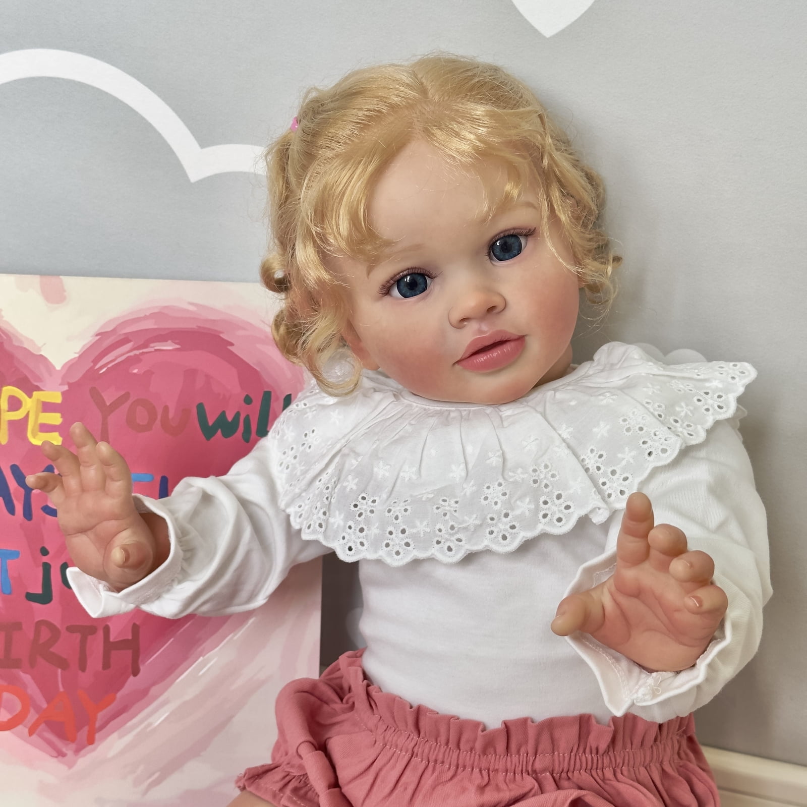 Lifelike 26 inch Reborn Baby Dolls Toddler Baby Doll Girl Realistic Newborn Doll Cloth Body Real Looking Baby Doll Toy Lifelike Set for Kids Age 3+