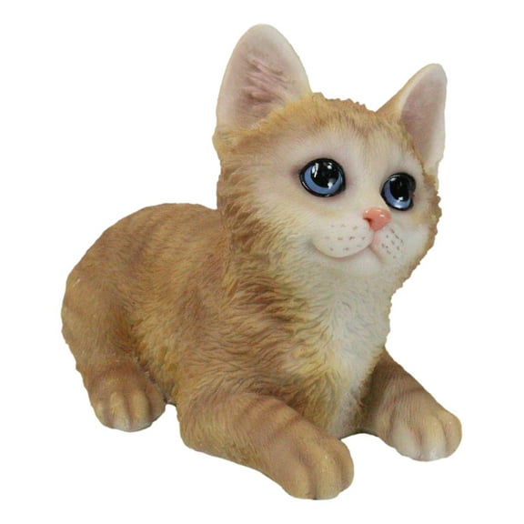 Lifelike Adorable Sitting Orange Tabby Feline Kitten Cat Pet Pal Figurine
