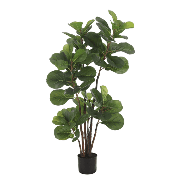 Lifelike Artificial Fiddle Leaf Fig Tree – 150cm Tall Faux Ficus Lyrata with 102 Realistic Silk Leaves and Potted Design – Indoor/Outdoor Decorative Floor Plant for Living Room, Office, Bedroom