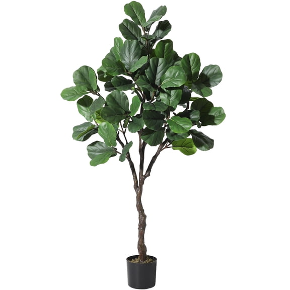 Lifelike Artificial Fiddle Leaf Fig Tree (Ficus Lyrata) - Faux Indoor Floor Plant in Pot - Realistic Silk Leaves - Home & Office Decor - 6ft/180cm, 84 Leaves
