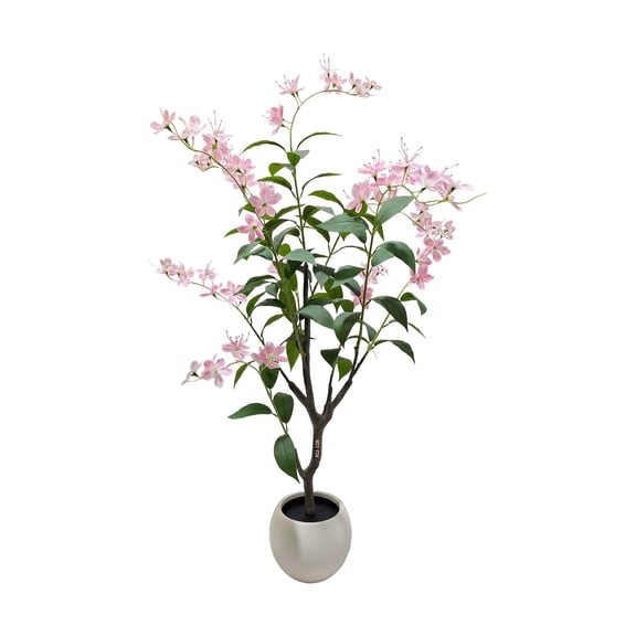 Lifelike Artificial Floral Tree – Realistic Silk Blooms & Foliage – Maintenance-Free Faux Plant for Home, Office, Living Room, Entryway – Indoor/Outdoor Decor – White Shatterproof Pot – 120CM