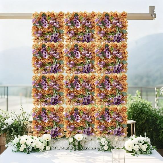 Lifelike Artificial Flower Wall Backdrop for Wedding Decor, Plastic Durable Floral Arrangement for Photo Booth, Party & Event Decoration, Easy to Install and Reusable