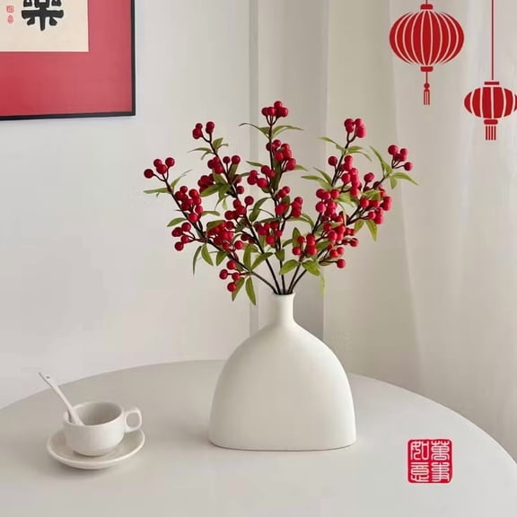 Lifelike Artificial Holly Branches with Ruby-Red Berries for Festive Holiday Decor