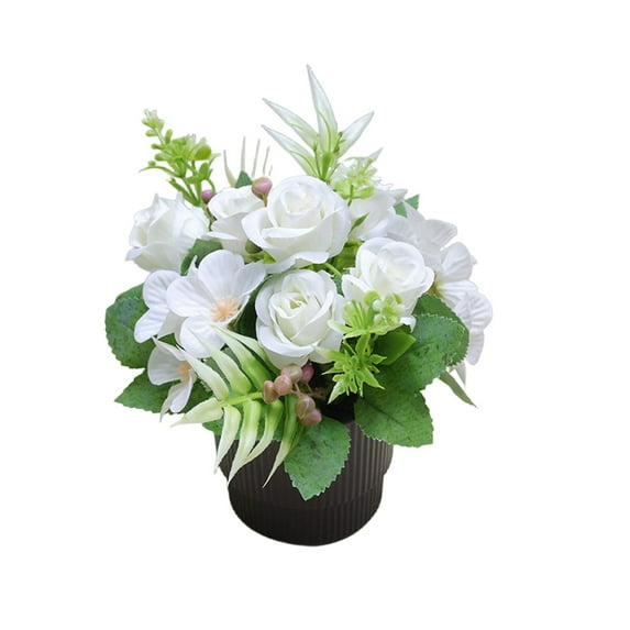 Lifelike Artificial Plant Decoration - Small Potted Faux Flowers for Home and Office - Stylish Floral Arrangements for Versatile Decor