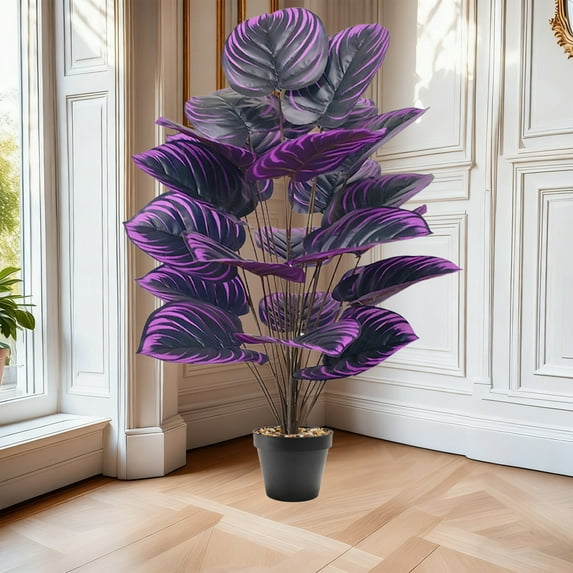 Lifelike Artificial Potted Plant 33 Inch Tall Fake Plant for Home Decor, 24-Leave Faux Tree in Plastic Pot for Indoor Office Desk Living Room Decoration, Realistic Low Maintenance Houseplant