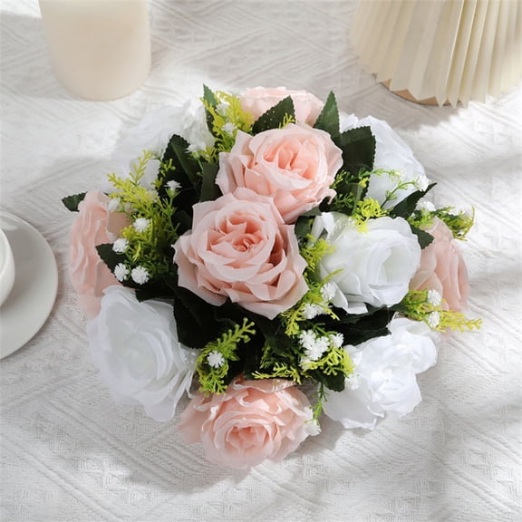 Lifelike Artificial Rose Flower Ball, Silk Wedding Centerpiece for Home Dining Table or Holiday Decor, No-Maintenance Faux Floral Arrangement for Desktop Windowsill, 9.84x9.84x4.53in