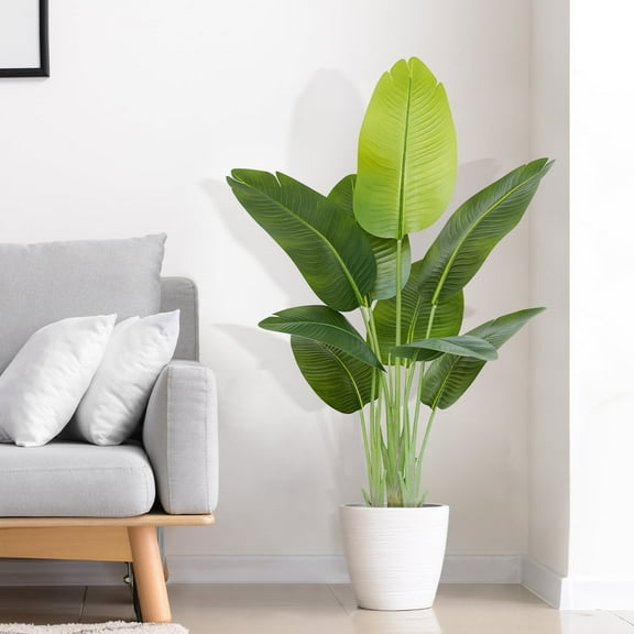 Keeplus 4FT Bird of Paradise Artificial Plant - Tall Fake Silk Tree with 9 Stems, Realistic Large Faux Indoor Floor Plant for Home Office Decor, Big Decorative House Plant (120cm)