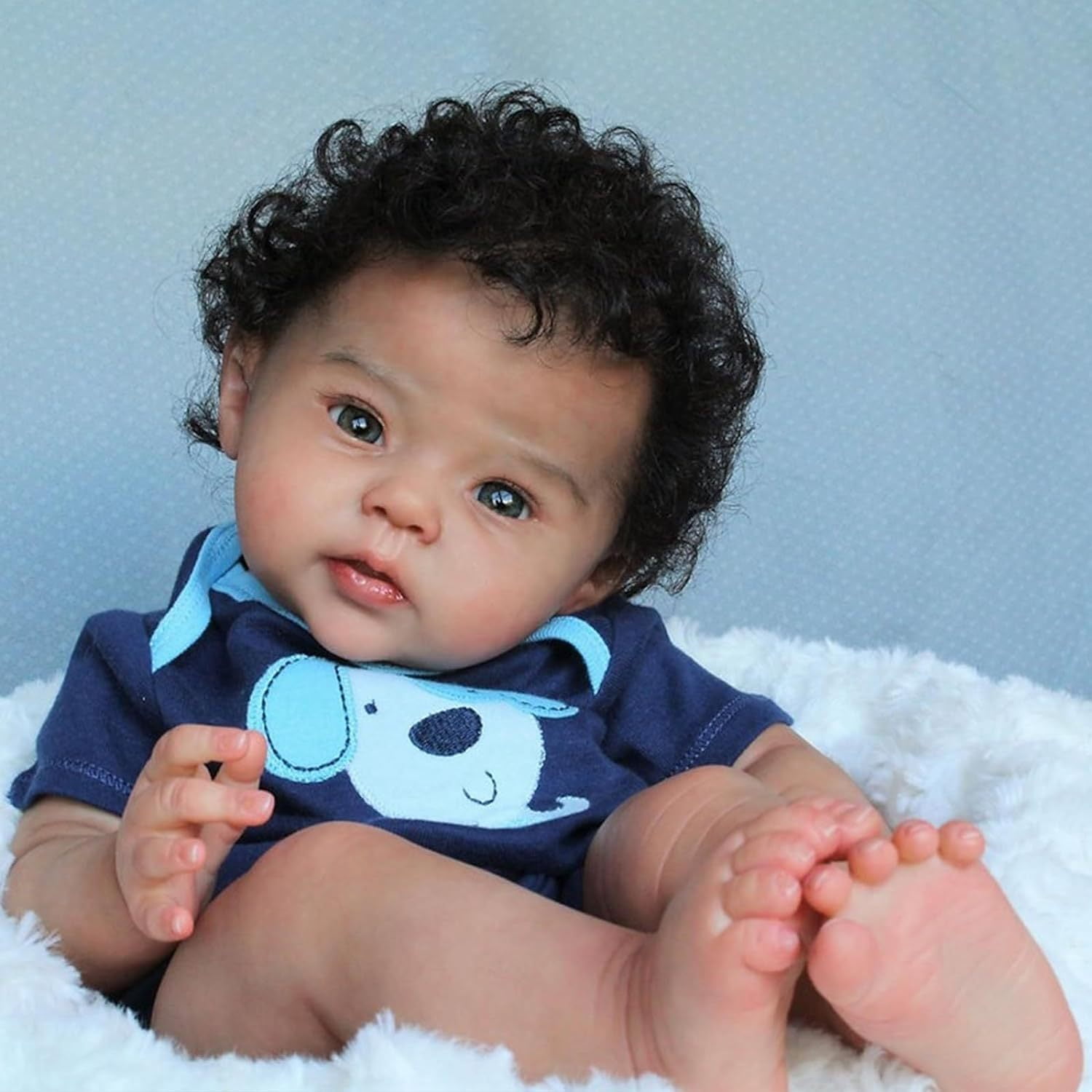 Lifelike Black Reborn Baby Dolls 20 Inch Realistic Newborn Doll Cloth body Brown Skin African American Baby Doll Curly Hair Toddler Baby Dolls that Look Real Reborn Babies Toys Gift for Kids