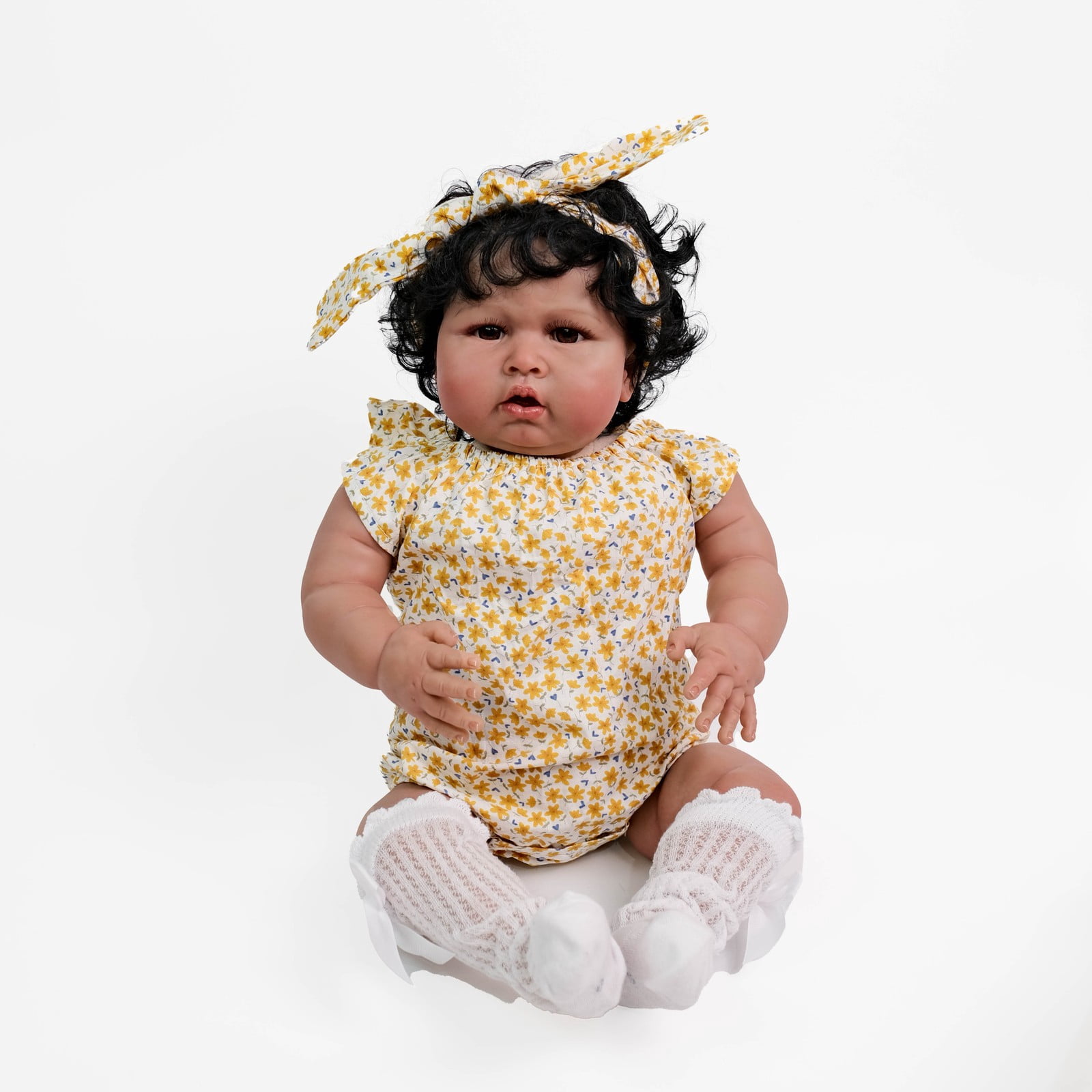 Lifelike Black Reborn Baby Dolls Girl- 24 inch Cloth Body Realistic-Newborn Real Life Baby Dolls with Clothes and Toy Gift for Kids Age 3+