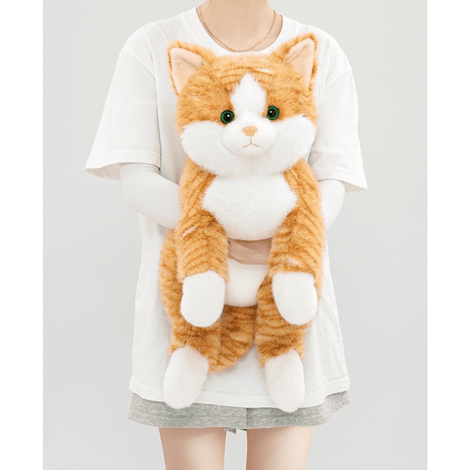 Lifelike Cat Plush Toy, Soft Stuffed Cat with Weighted Paws & Tail, Realistic Plush Animal Pillow Doll for Home Decoration and Comfort Gift