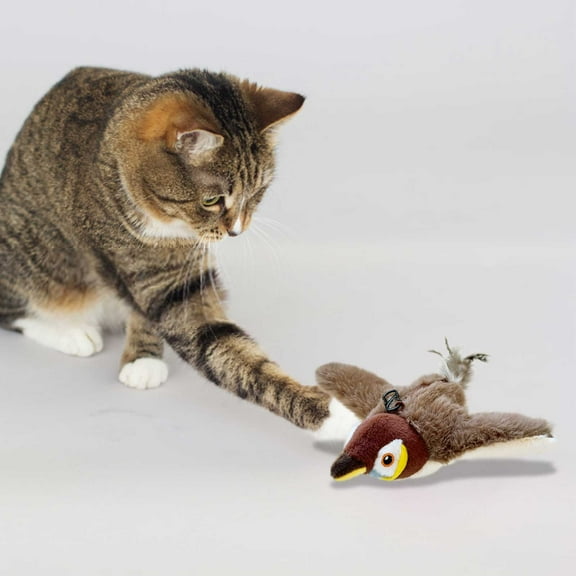 Lifelike Chirping Bird Interactive Cat Toys - Motion-Activated Flapping & Sounds with USB Rechargeable Battery, Auto Irregular Movement for Hunting Instinct Stimulation, Multi-Pet Interactive